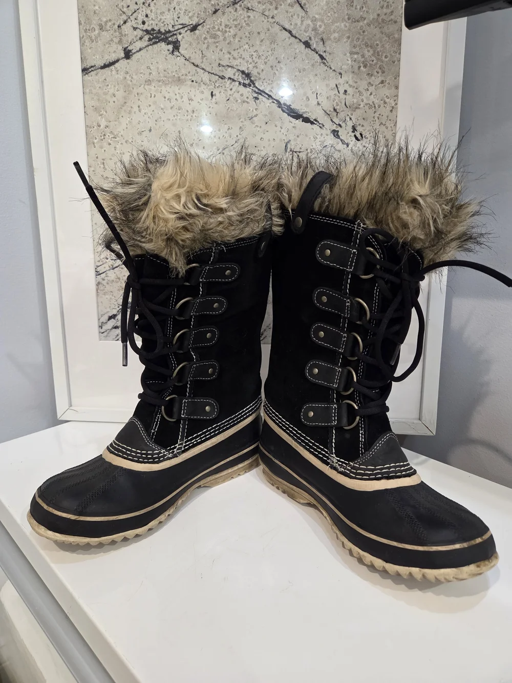 Sorel Joan of Arctic Faux Fur Suede Winter Boots Sz 6